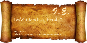 Ivánkovits Ernő névjegykártya